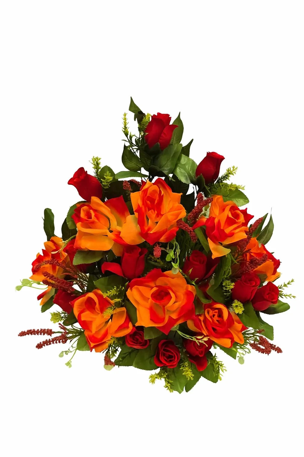 DRW Centro di fiori artificiali per matrimoni, Chiese e cimiteri Rosso e Arancione 55x50x22 cm