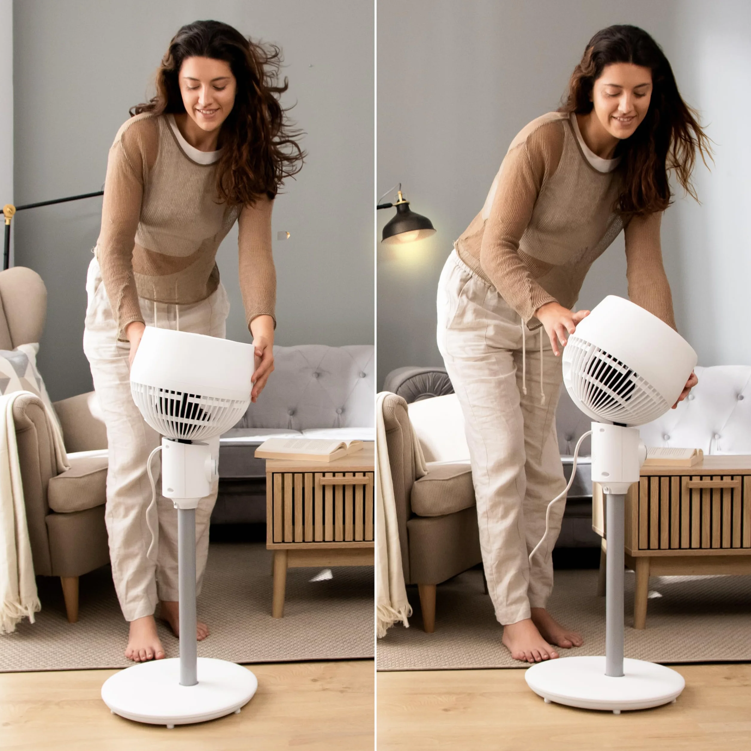 Cecotec - Ventilatore circolatore d'aria a piantana, EnergySilence 900 Cyclone. 35 W, diametro 9 pollici, oscillazione automatica, 3 velocità, inclinazione regolabile, controllo facile