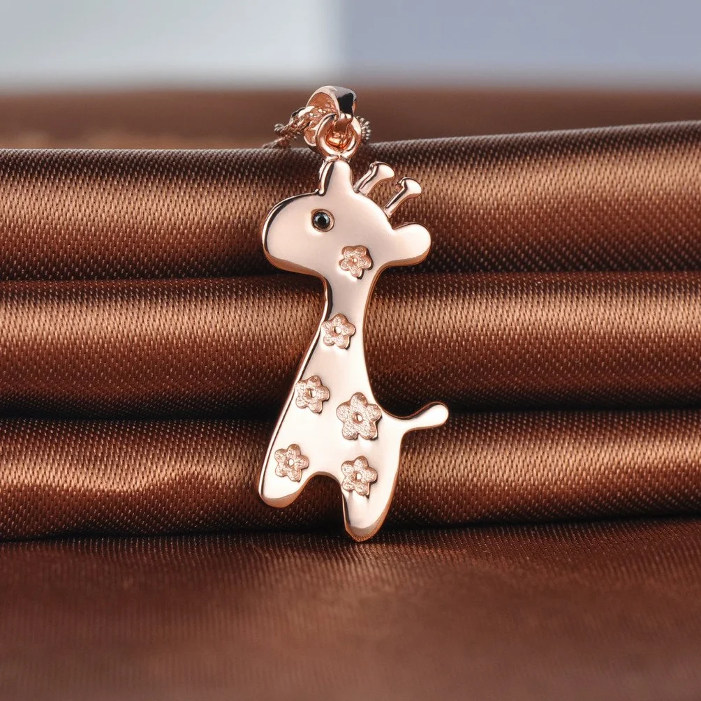 Infinite U Collana donna ciondolo giraffa argento Sterling 925 placcato rodio zirconia cubica
