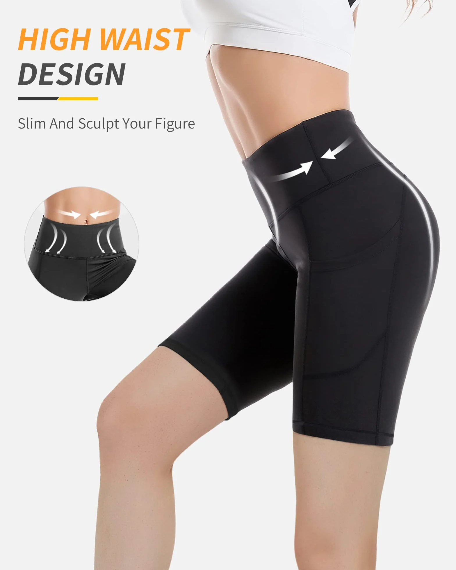 CAMBIVO Pantaloncini Sportivi Donna Vita Alta Push Up Opachi con Tasche per Fitness Yoga Corsa