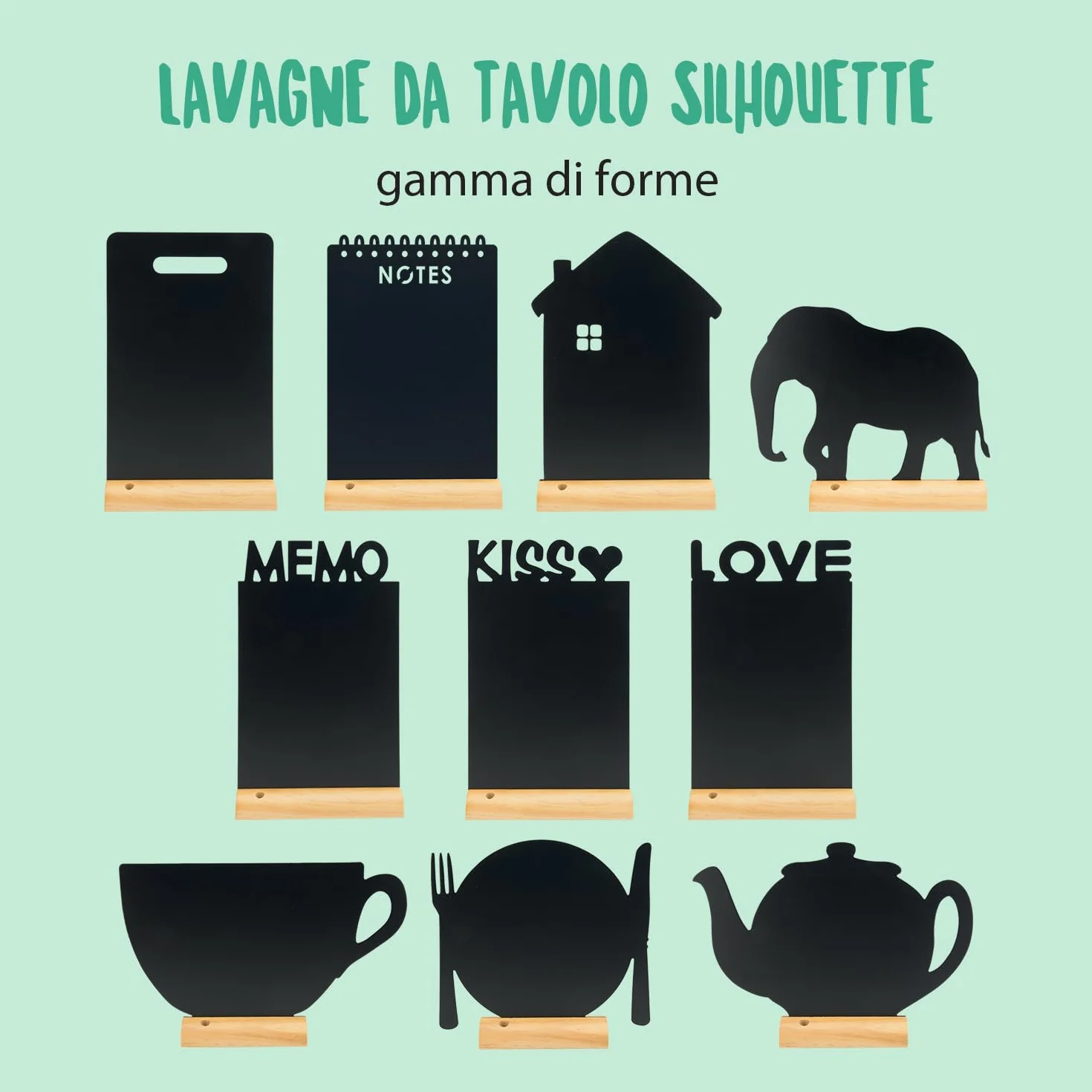 SECURIT - Lavagna da Tavolo con Manico - Per Pennarelli a Gesso Liquido - Per Caffè, Ristoranti, Bar, Negozi - Inserto Rimovibile - Base in Legno Laccato - 33,5x21x6cm - 1 Pennarello Bianco Incluso
