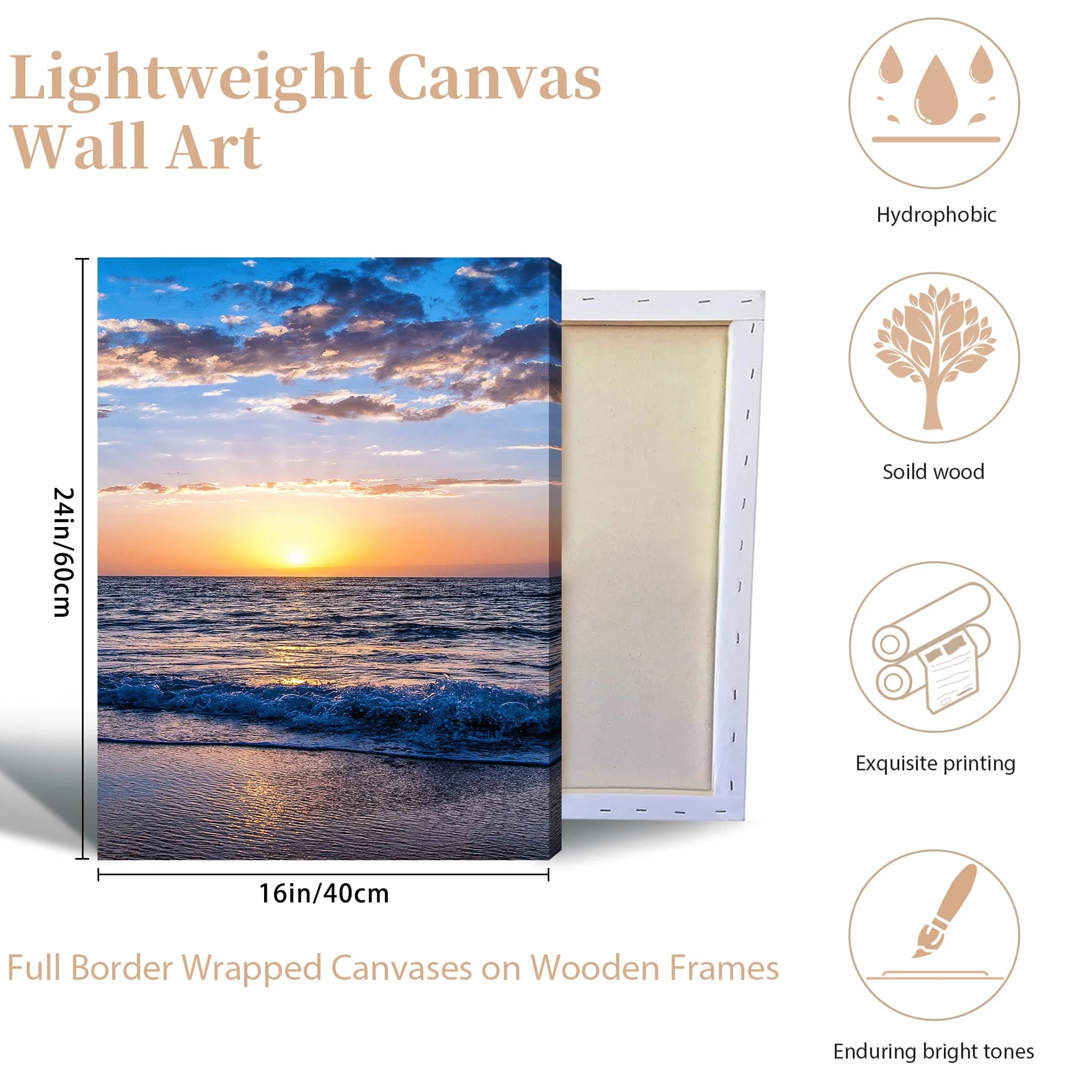 hyidecorart Quadro Moderno Soggiorno, 3 Pezzi Quadri Spiaggia Tramonto Stampe Su Tela, Decorazioni Camera Da Letto Bagno Cucina Ufficio Sala Da Pranzo Bar