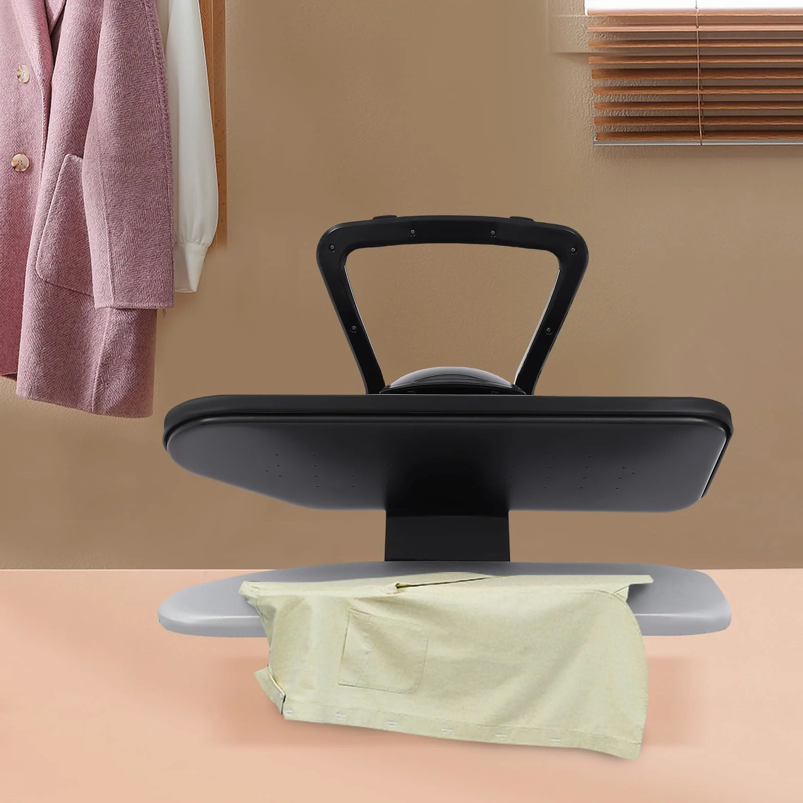 Pressa per ferro da stiro a vapore, con touch screen, per la casa, con capacità di 2200 W, 1 l, serbatoio per acqua in nylon, seta, cotone, lino (nero)