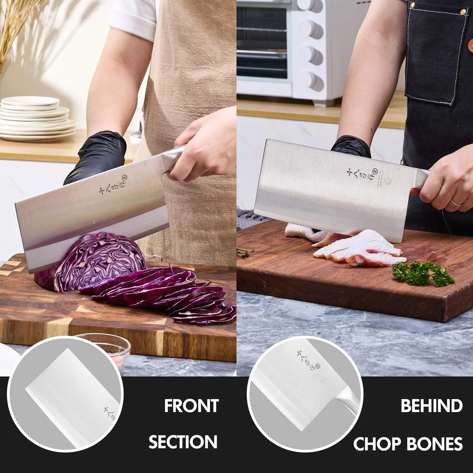 SHI BA ZI ZUO Coltello da cucina 8 pollici Versatile mannaia da macellaio Coltello tritatutto per affettare carne tritare ossa per la cucina domestica e il ristorante