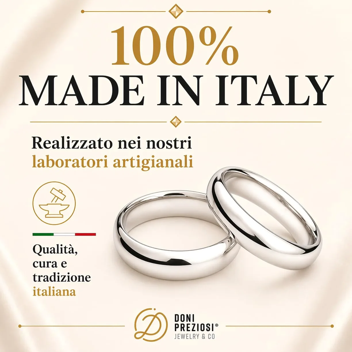 Coppia Fedine Personalizzabili in Argento 925 con Incisione Nome e Data - 2 Anelli Fidanzamento Lui e Lei - Fedina Personalizzata Uomo Donna - Regalo San Valentino, Anniversario - Placcato Oro