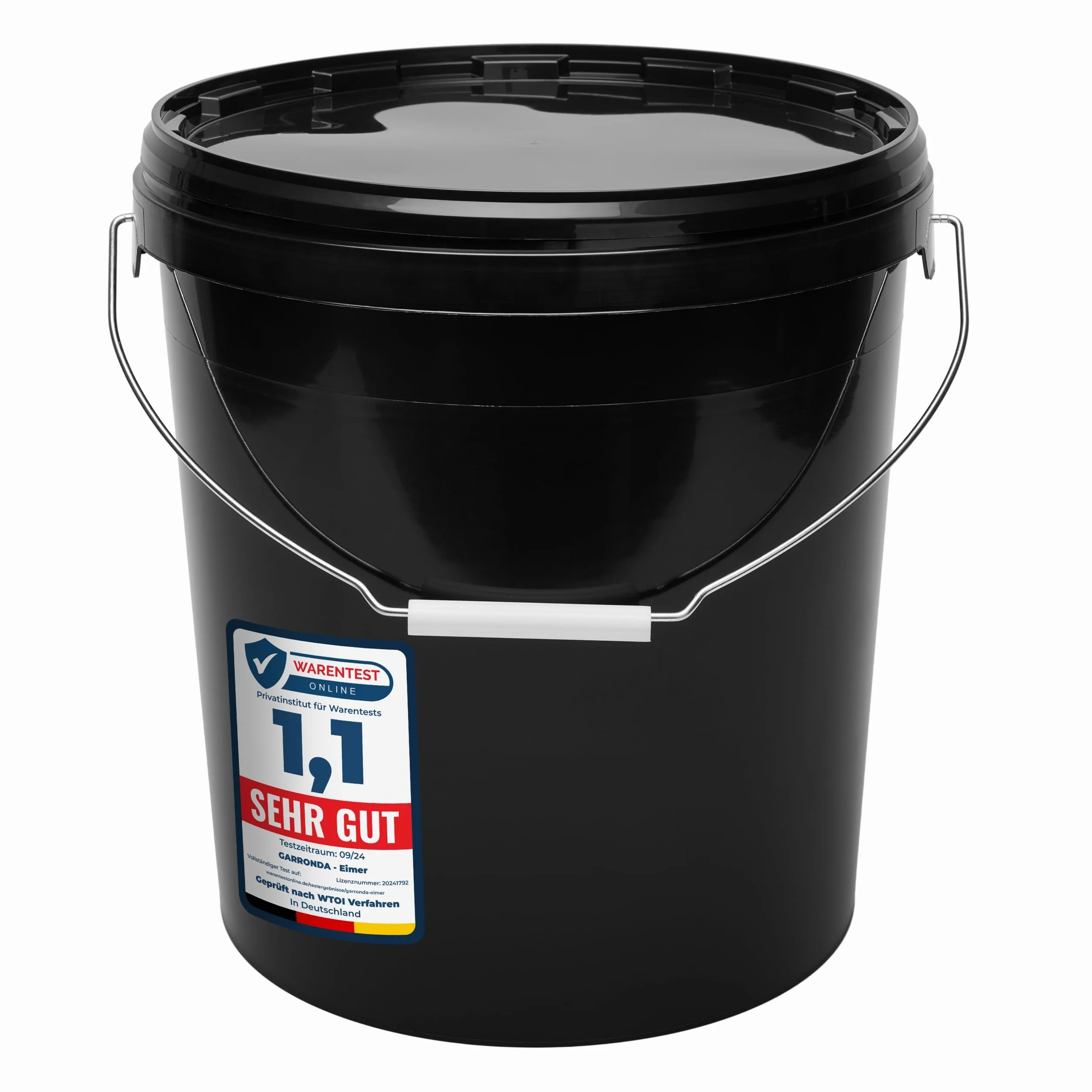 Garronda Secchio con coperchio 16 L per la conservazione di prodotti alimentari e chimici 5 Pezzi Nero GD-0104