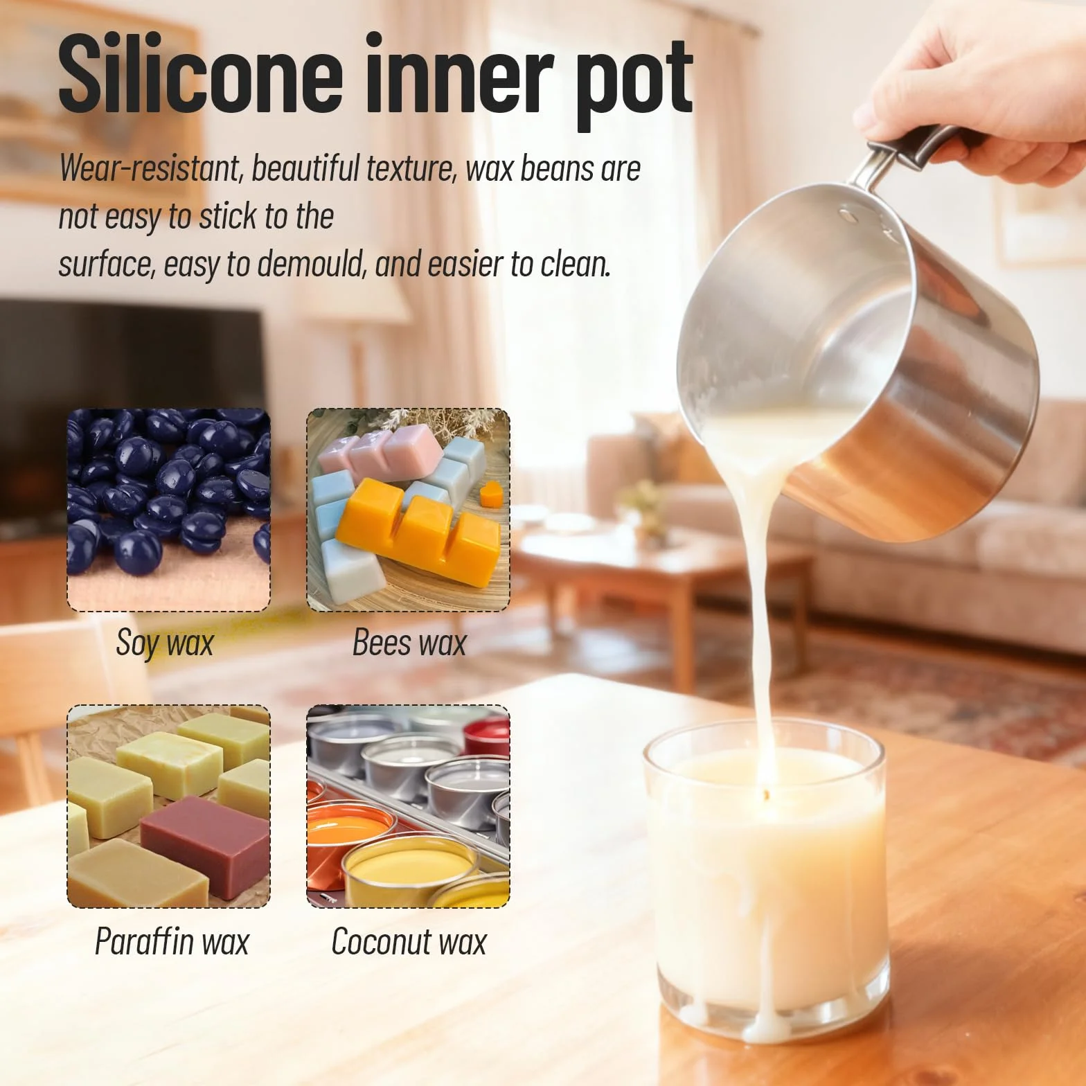 Ambesty Scaldacera Professionale 1L Elettrica Digitale LCD per Candele Kit Cera di Soia