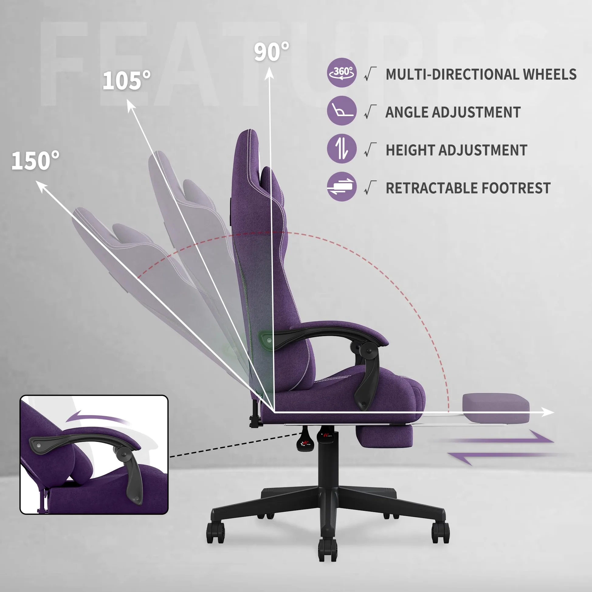 SITMOD Sedia gaming con Poggiapiedi, Ampia Sedia da Ufficio Ergonomica Imbottita, Alta Capacità di Carico, Sedia per Computer con Schienale Alto e Poggiapiedi, Tessuto a rete