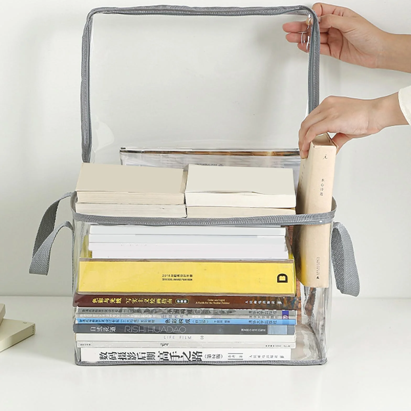 Scatola pieghevole per libri impermeabile trasparente per casa