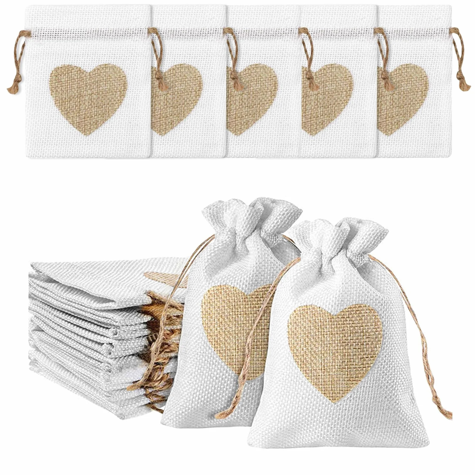 Sacchetti Regalo di Iuta 20 Pz, Sacchetto Gioielli Juta per Matrimonio DIY Fiesta, 8x10cm