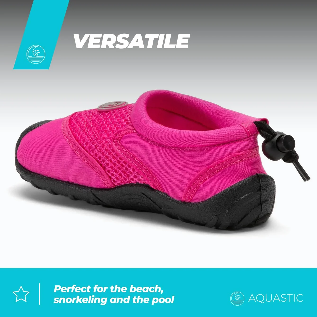 AQUASTIC Scarpe da Scoglio KEA JR Bambini Taglia 26-36 EU Scarpe da Nuoto Slip-On Suola Gomma Antiscivolo TPR Drenaggio Acqua Piscina Spiaggia