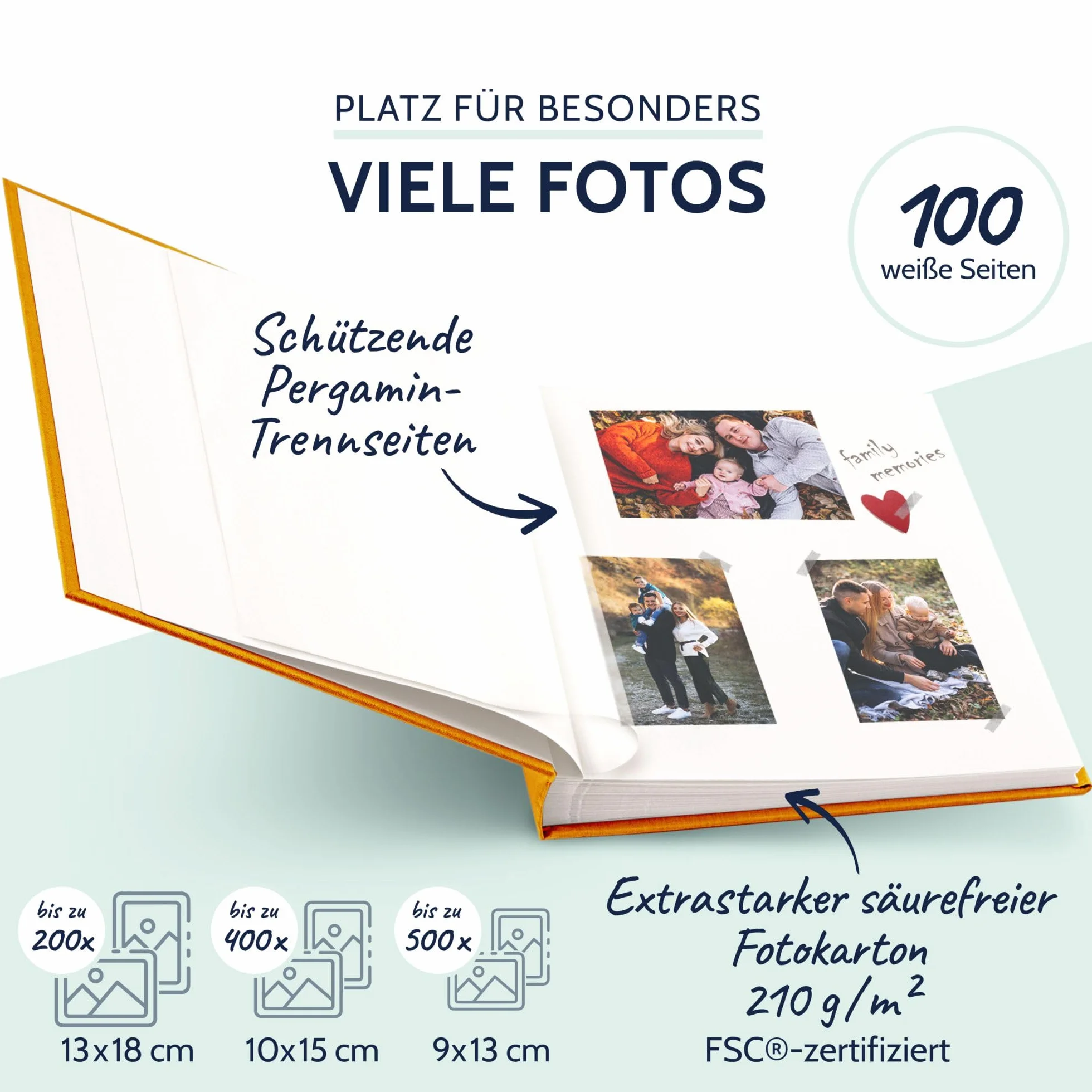 goldbuch SummerTime 31705 - Album Fotografico con 100 Pagine Bianche e divisori in Pergamena, 30 x 31 cm, Colore: Giallo