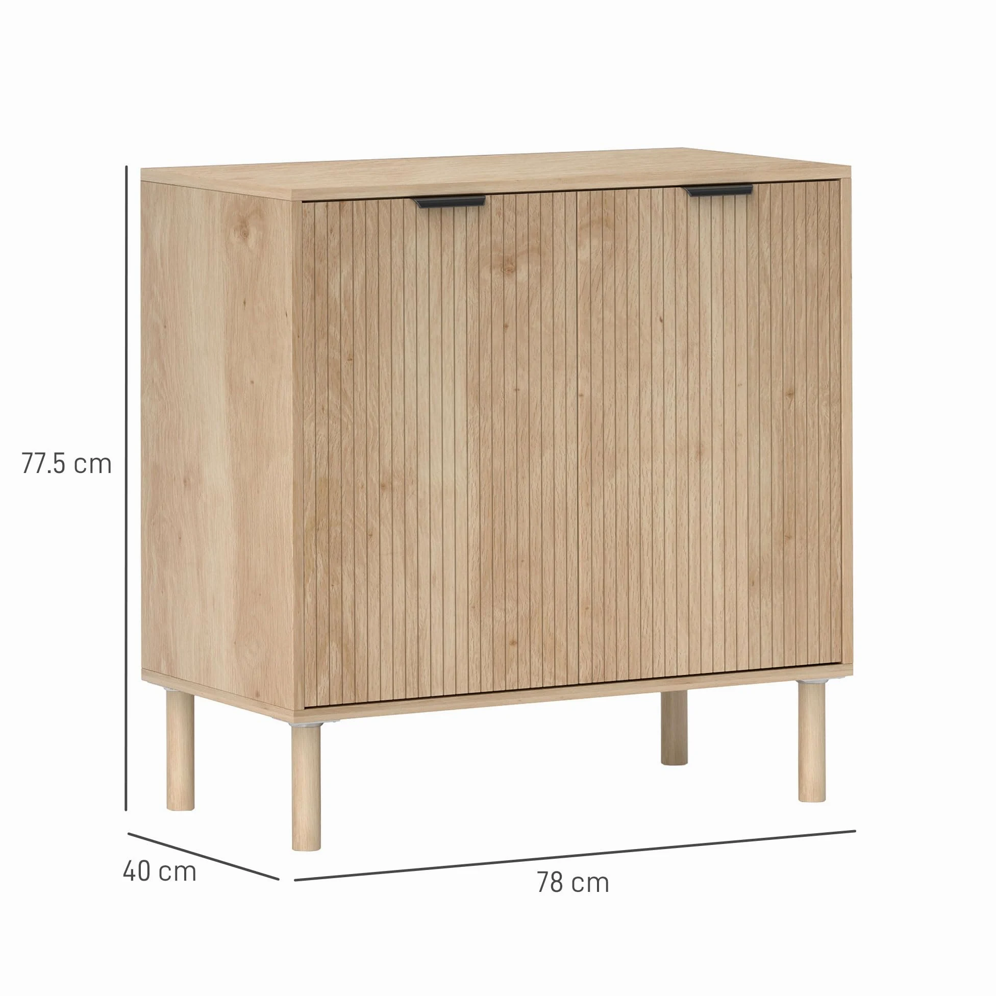 HOMCOM Mobiletto Multiuso a 2 Livelli con Ripiano Regolabile su 3 Livelli, Mobile Contenitore con Gambe in Legno di Pino, per Soggiorno e Camera da Letto, 78x40x77.5 cm, Color Rovere