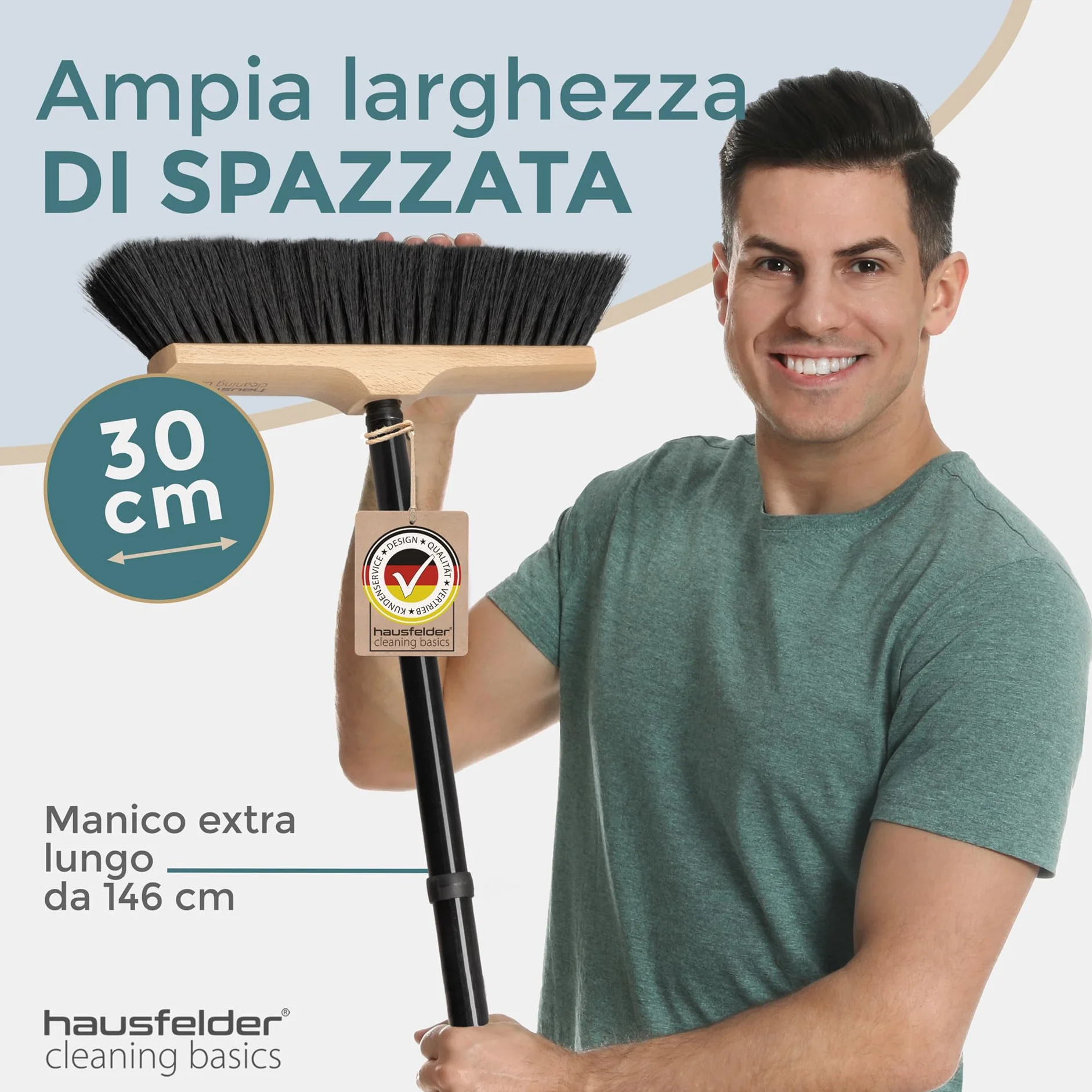 Hausfelder Scopa da camera in legno 30 cm, morbida