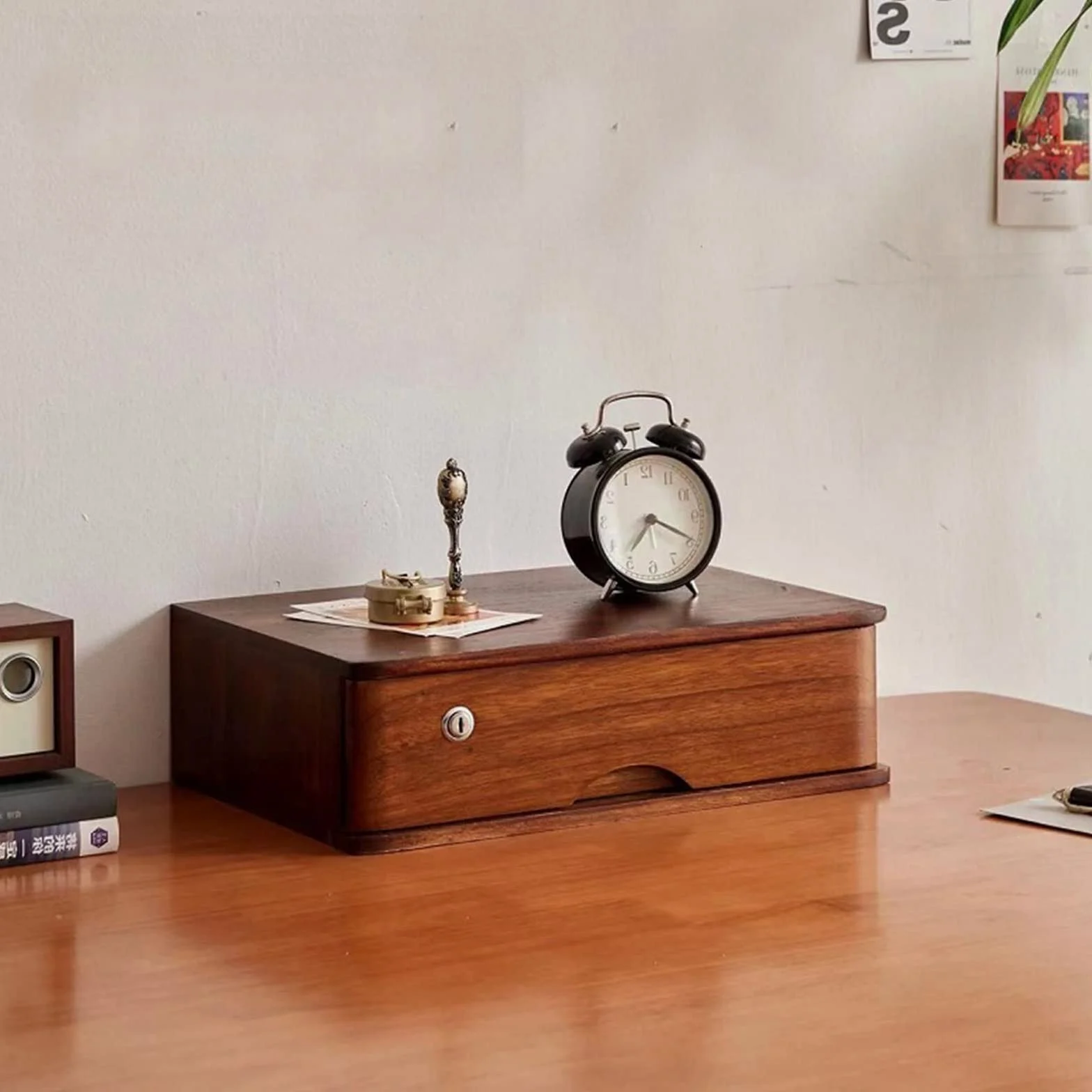 Organizer da scrivania in legno con cassetti bloccabili, per ricevute A4 e forniture per ufficio, per scrivania, schedario piatto con divisori per cassetti