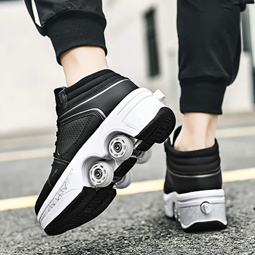 Pattini a rotelle regolabili con ruote LED luminose per scarpe sportive
