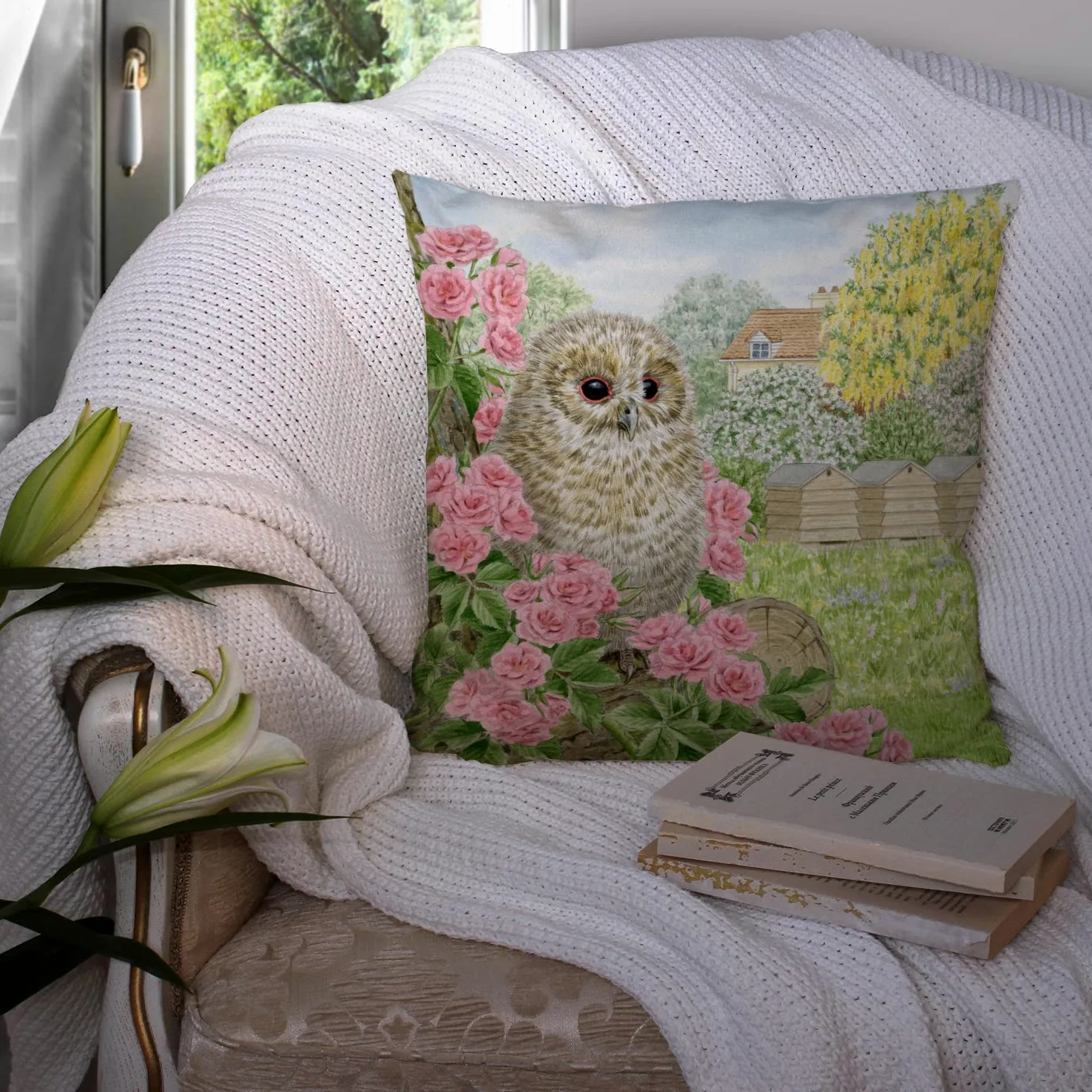 Caroline's Treasures Tawny Owlet by Sarah Adams cuscino decorativo in tela ASAD0697PW1414