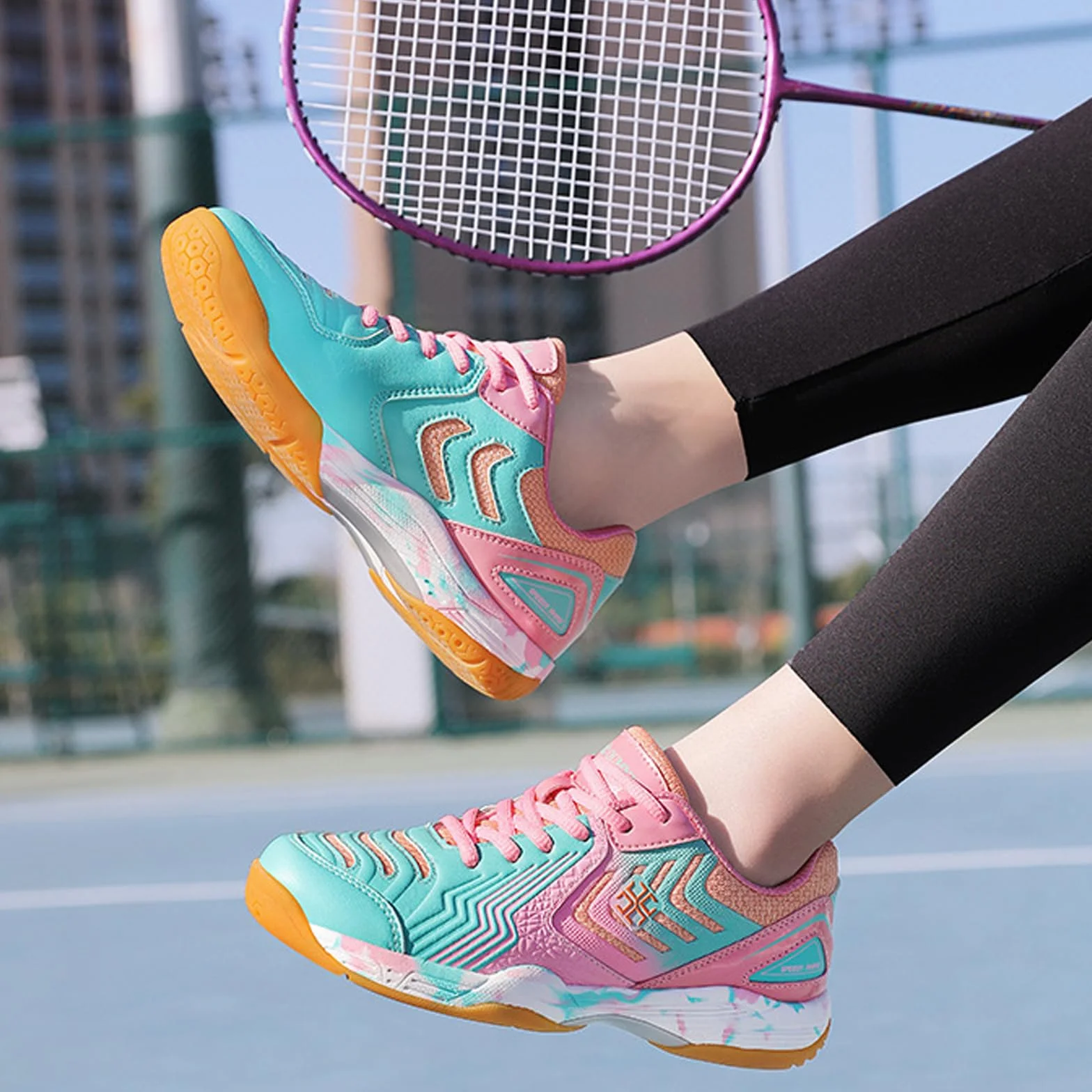 Scarpe da Badminton Leggero Antiscivolo Traspiranti Antiusura per Tennis Ping Pong Squash