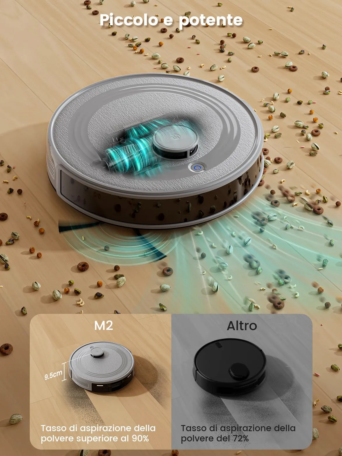Lefant M2 Robot Aspirapolvere Lavapavimenti con Mappatura Laser dToF 2 in 1, 6000Pa, Navigazione Intelligente PSD Anti-Ostacoli, 160 Min,Controllo APP/Alexa, Ideale per Peli Animali, Grigio