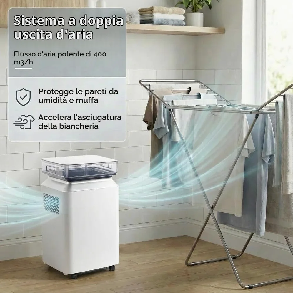 Deumidificatore Elettrico Casa Antimuffa: 80L/Giorno ad Alta Capacità con Pompa Controllo Intelligente dell’Umidità Sicurezza Bambini Ideale per Casa Ufficio Cantina Grandi Ambienti