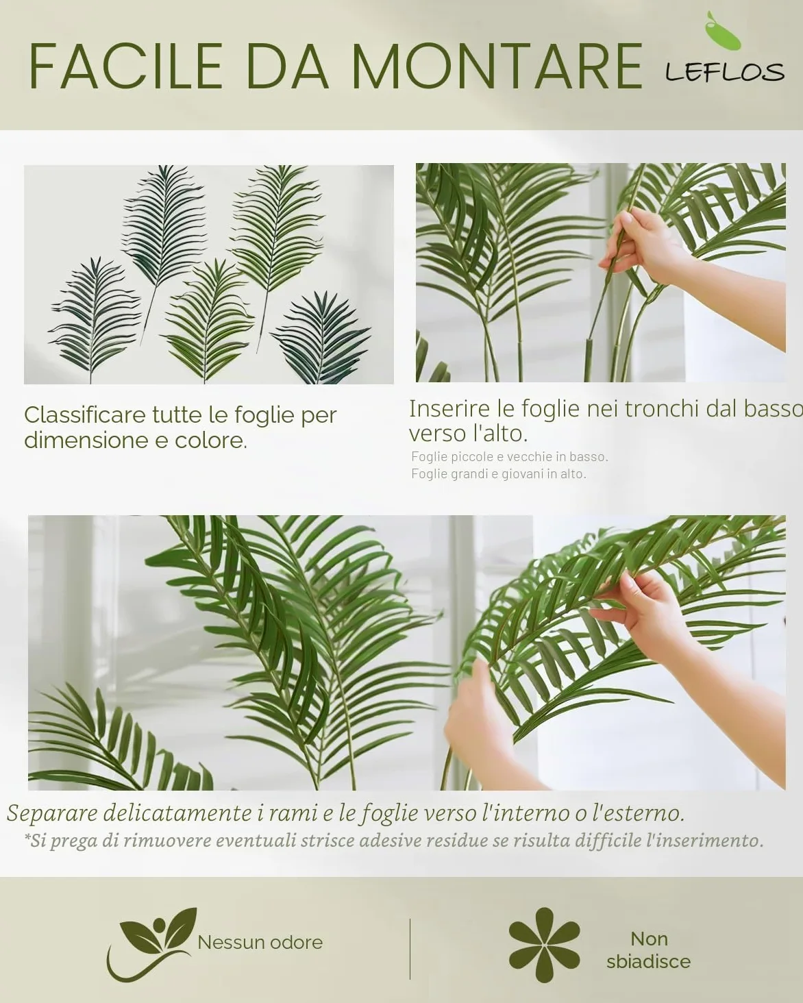 165 cm artificiale Palma di Dypsis Lutescens, solo pianta per interni, 15 tronchi staccabili, decorazioni per ufficio, negozio, appartamento e feste, 1 pezzo