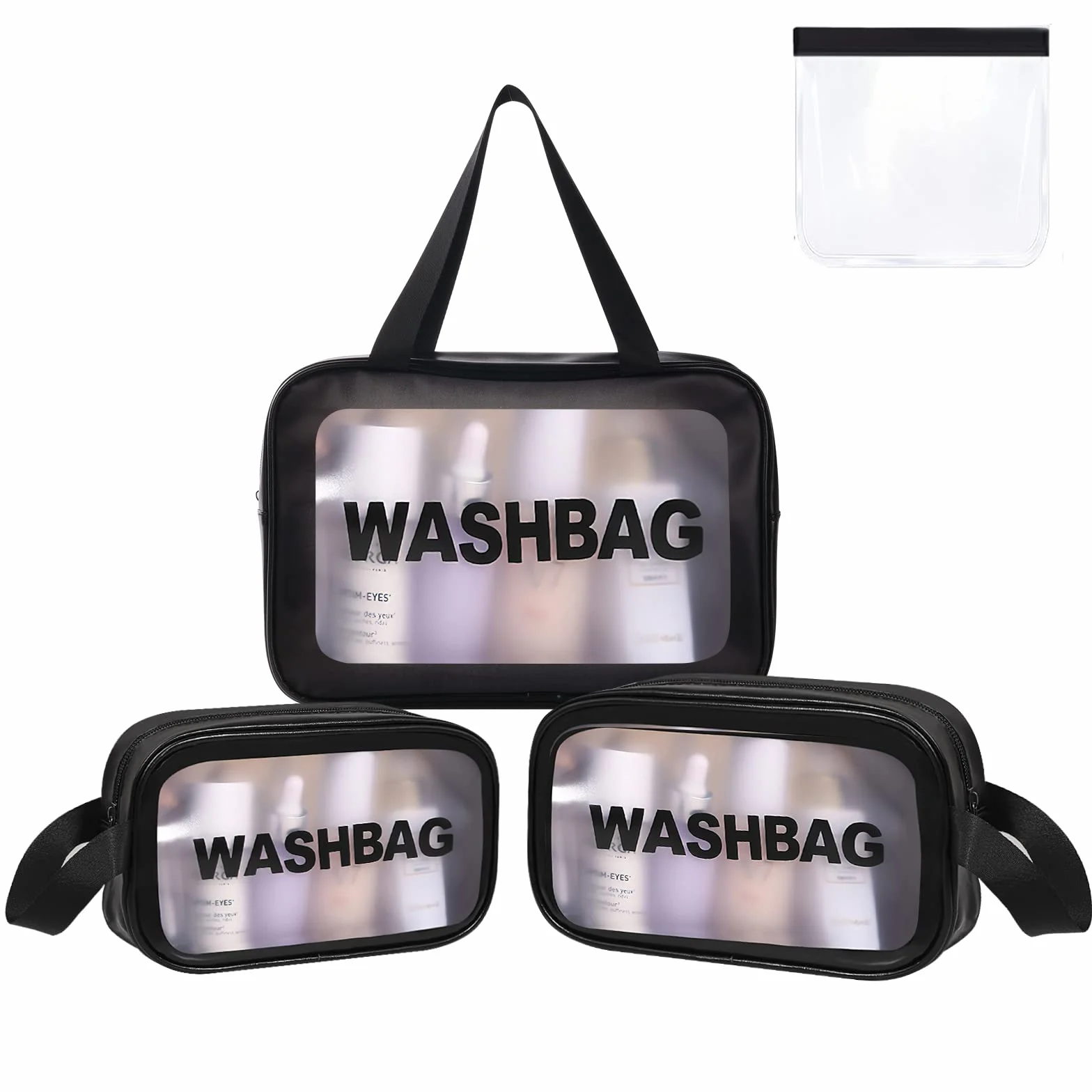 Aucuu Borse Da Toilette Trasparente 3 Pezzi PVC Trousse da Viaggio Impermeabile Borsa Cosmetici Portatile