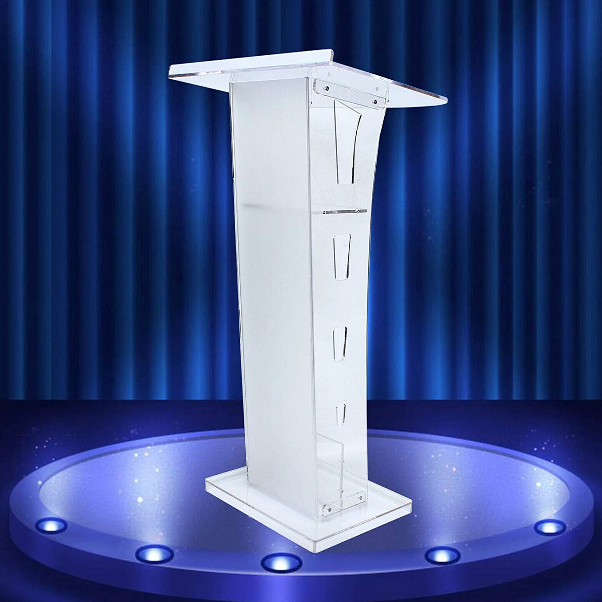 Supporto per podio in acrilico trasparente con telecomando a LED per chiesa professionale leggio con ampia superficie di lettura, ideale per conferenze, matrimoni, ufficio e aule