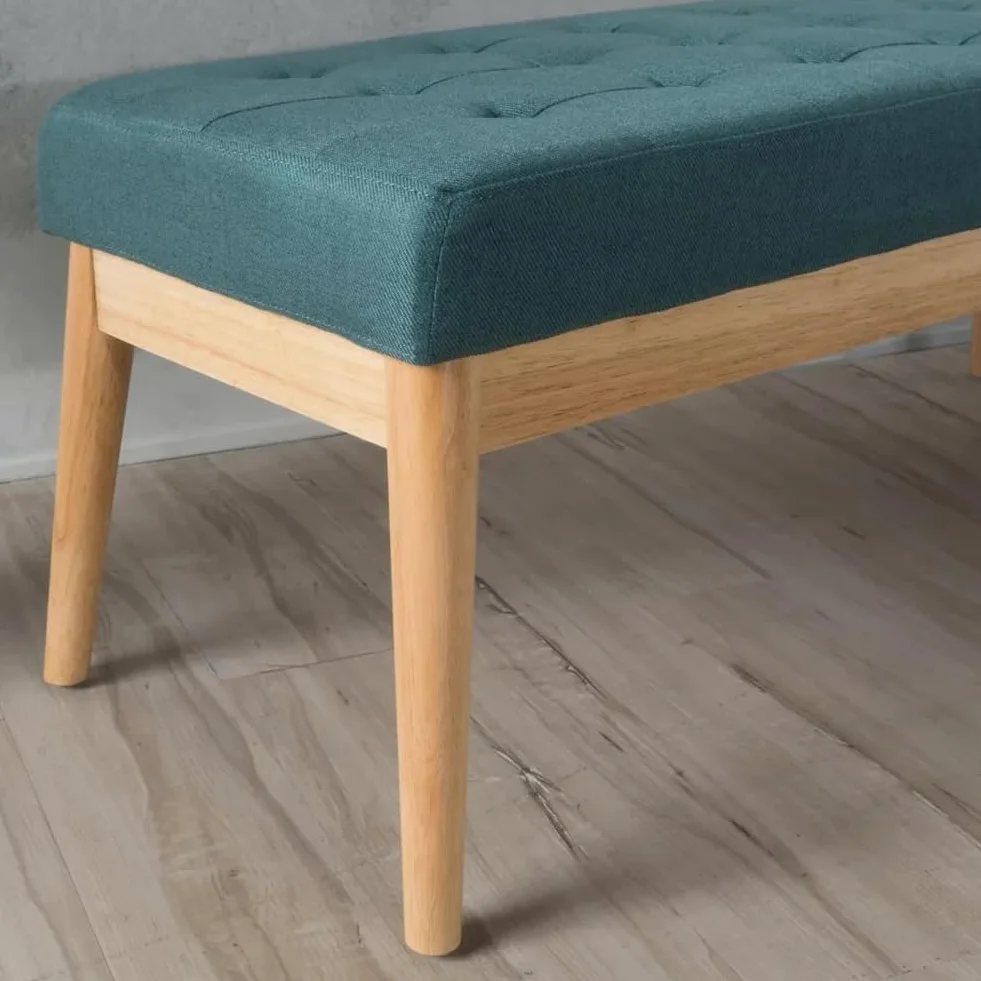 BAKAJI Panca Fondoletto in Tessuto con Struttura Legno, Cassapanca Pouf Camera da Letto, Ingresso, Ufficio, Cameretta, Soggiorno, Salotto, Panchina Ottomana Imbottitura Alta Densità (Verde)