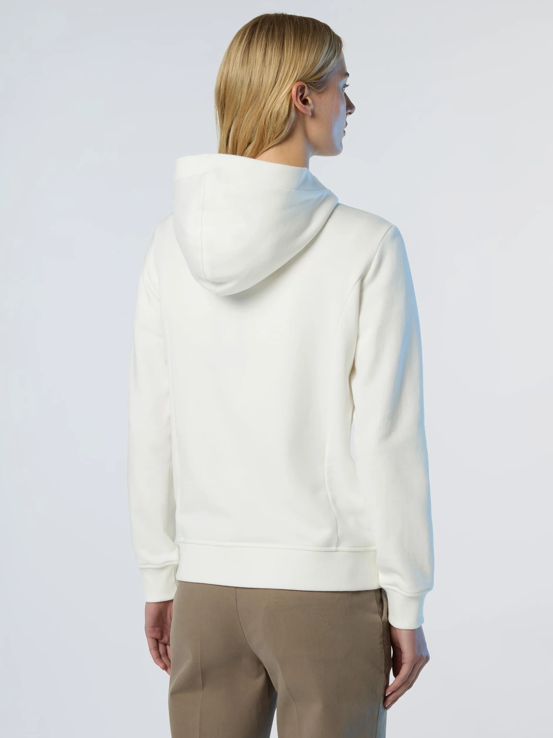 NORTH SAILS Felpa Hoodie Donna in Cotone con Zip e Logo Tono su Tono