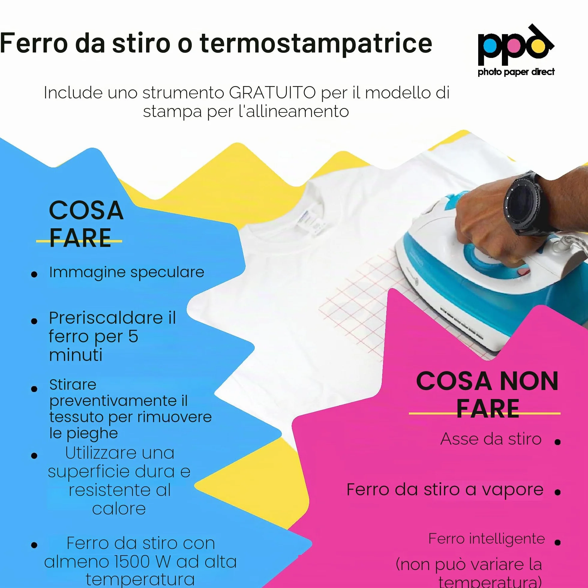 PPD A4 20 Fogli Di Carta Trasferibile Termoadesiva Per Inkjet - T-Shirt E Tessuti Chiari - PPD-1-20