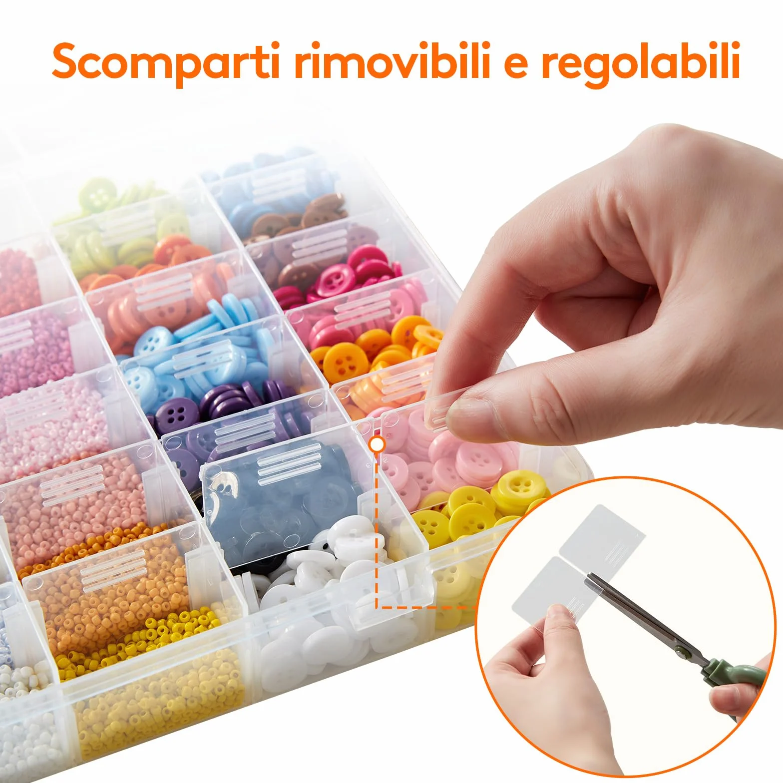 Lifewit Scatole Plastica con Coperchio, Contenitori Organizer 36 Divisori Regolabili, 2 Pezzi