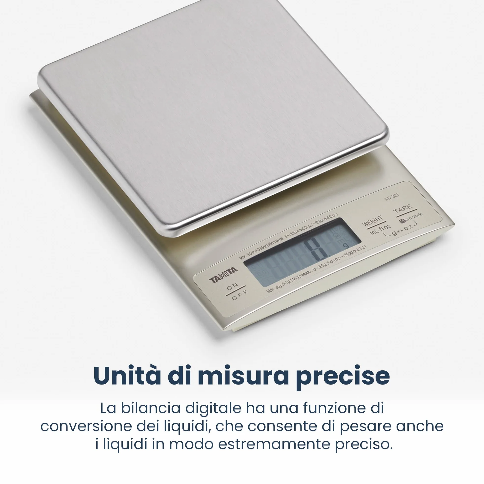 Tanita KD321SV33 Bilancia da cucina 3 kg 0.1 g elettrica bianco plastica