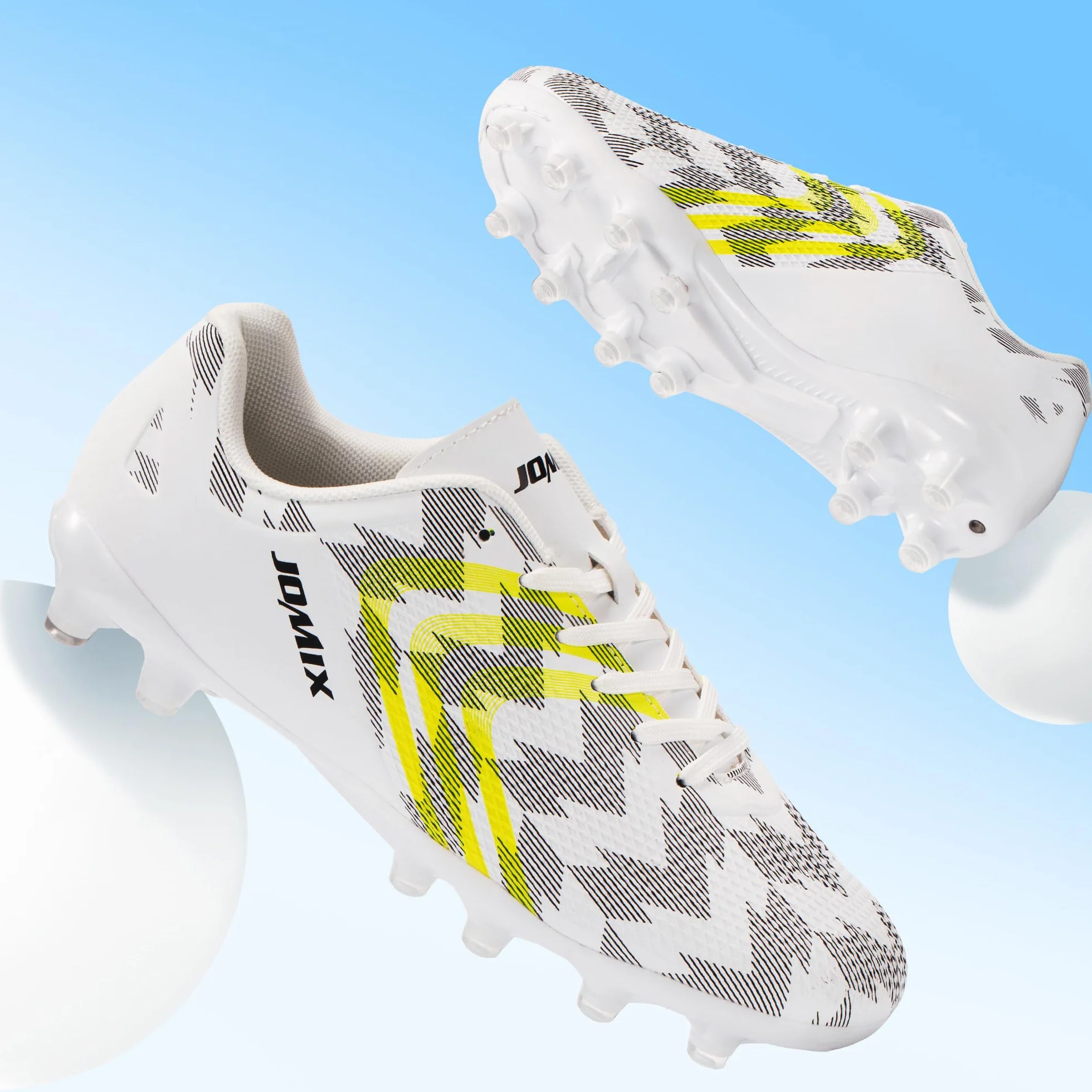 JOMIX Scarpe da Calcetto Calcio Unisex Ragazzi Ragazze Donna – Tacchetti FG per Erba Naturale – Leggere, Resistenti e Antiscivolo WOS250438