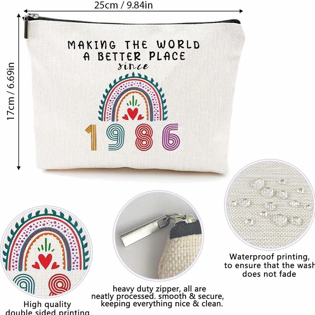2 Pcs Beauty Case Perfetto Per Il 40º Compleanno, Ideale Come Regalo, Regali di Compleanno per Donne, tra Cui Borsa per il Trucco e Calzini di Compleanno Ideali per Donne (1986-40 anni)