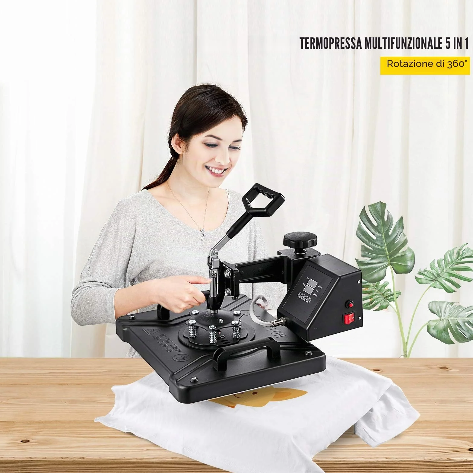VEVOR Pressa a caldo 5 in 1, 38x30 cm, con controller digitale di temperatura e tempo