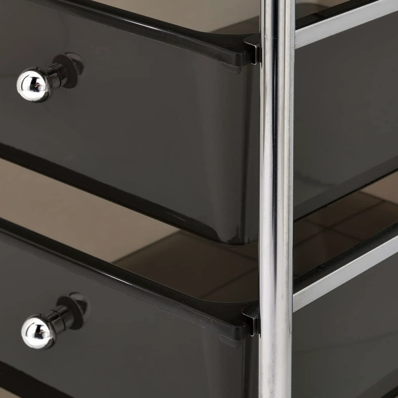 Rantry Carrello Portaoggetti Mobile con 4 Cassetti Nero in Plastica Decorazione da Mobili