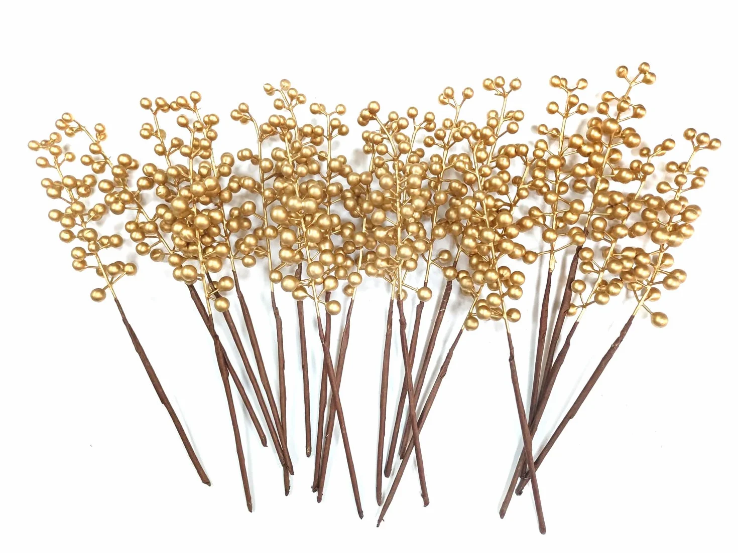 Bacche di Natale Artificiali 30cm Bianche Oro Decorazione Natalizia
