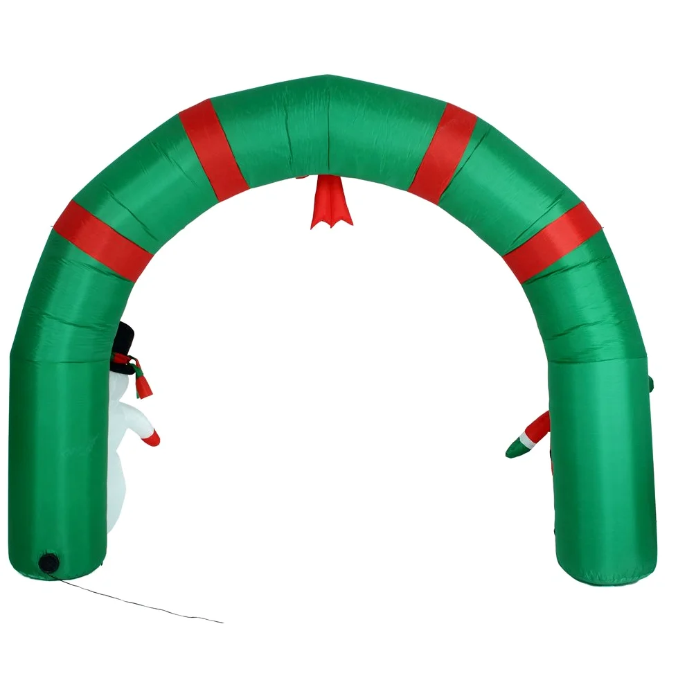 BAKAJI Arco Gonfiabile Gigante Natalizio Altezza 240 cm con Babbo Natale e Pupazzo di Neve con Kit Fissaggio per Esterno Illuminazione LED Protezione IP44 Decorazione Natalizia (240 cm)