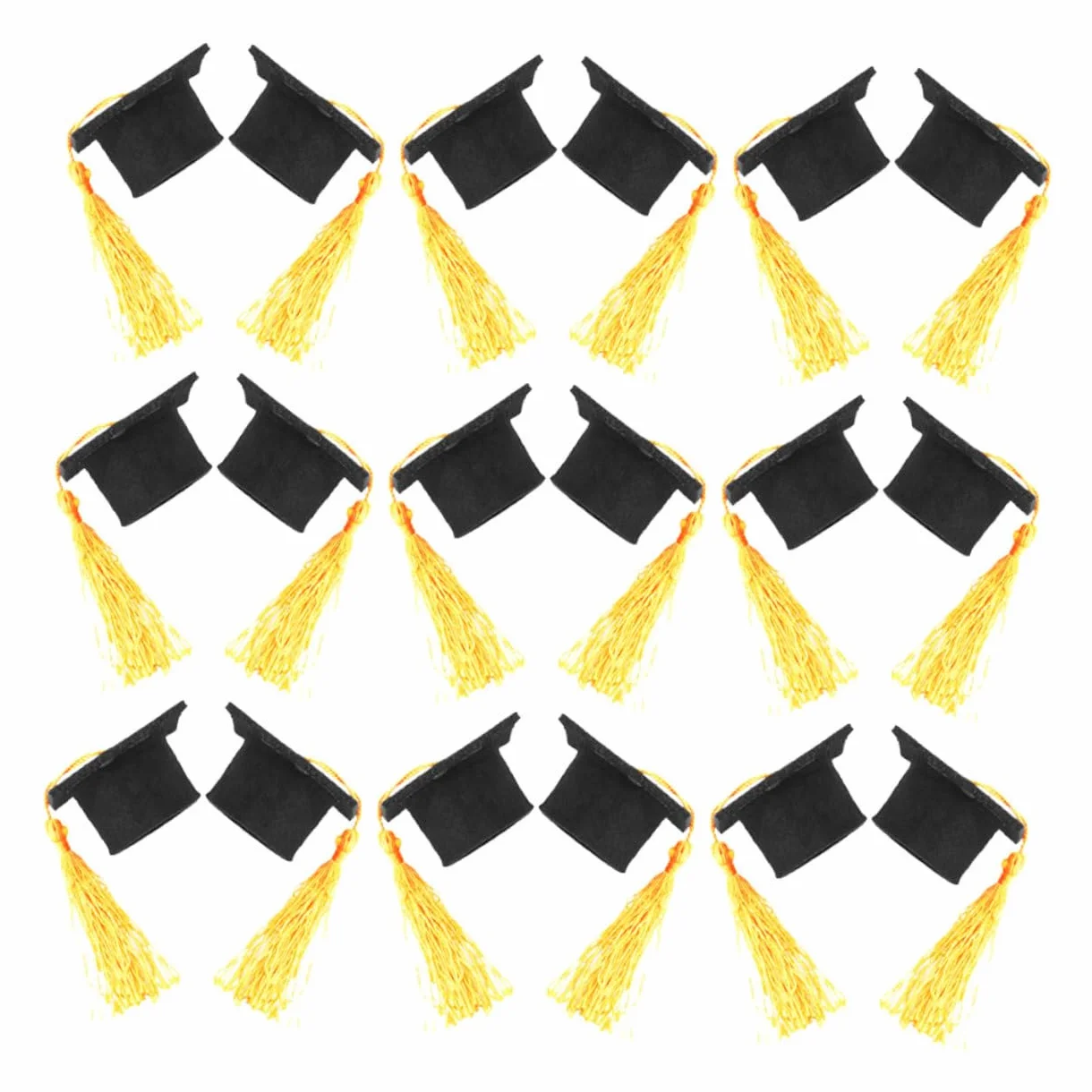 24pezzi Cappelli Laurea in Miniatura Gialli Con Nappa Decorazioni Per Feste Laurea Topper Per Cupcake e Bottiglie Vino Realizzati in Resistente