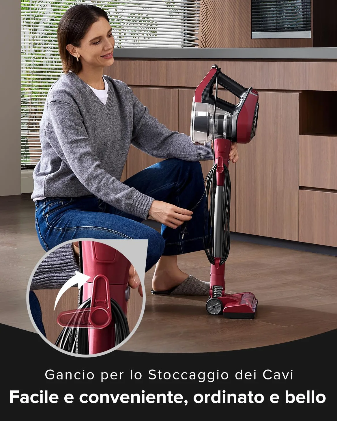 Vexilar Upgrade C8 Aspirapolvere con filo 70KPa, LED 5 in 1 Aspirapolvere Verticale, Anti-groviglio, Cavo 7m, Ultra-leggero,Scopa Elettrica con Filo Potente per Tappeti/Pavimenti/Peli di Animali