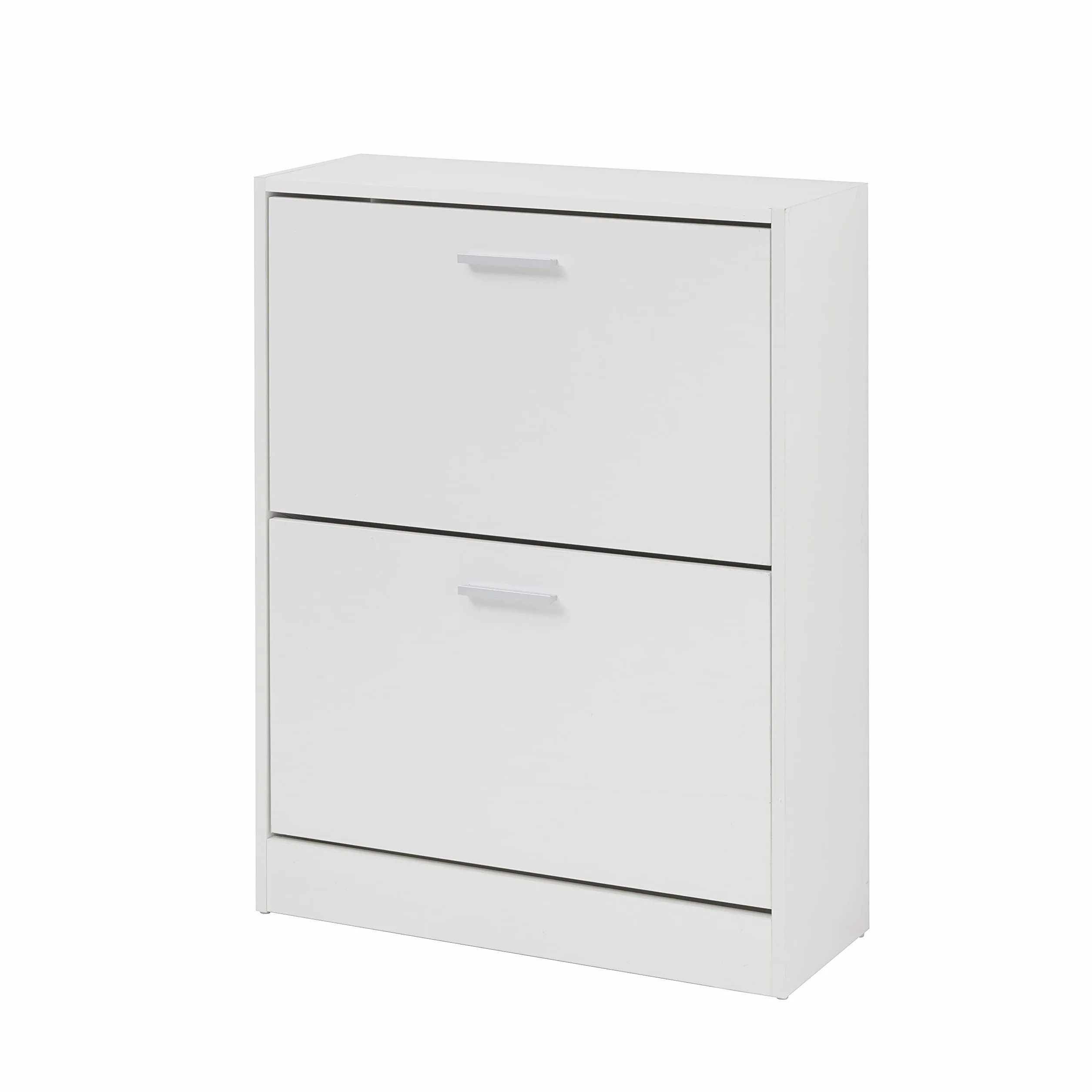 Baroni Home Scarpiera Salva Spazio Slim Legno Melaminico Ingresso Portascarpe Ante Ribalta Doppia Profondità Bianca 2 Ante