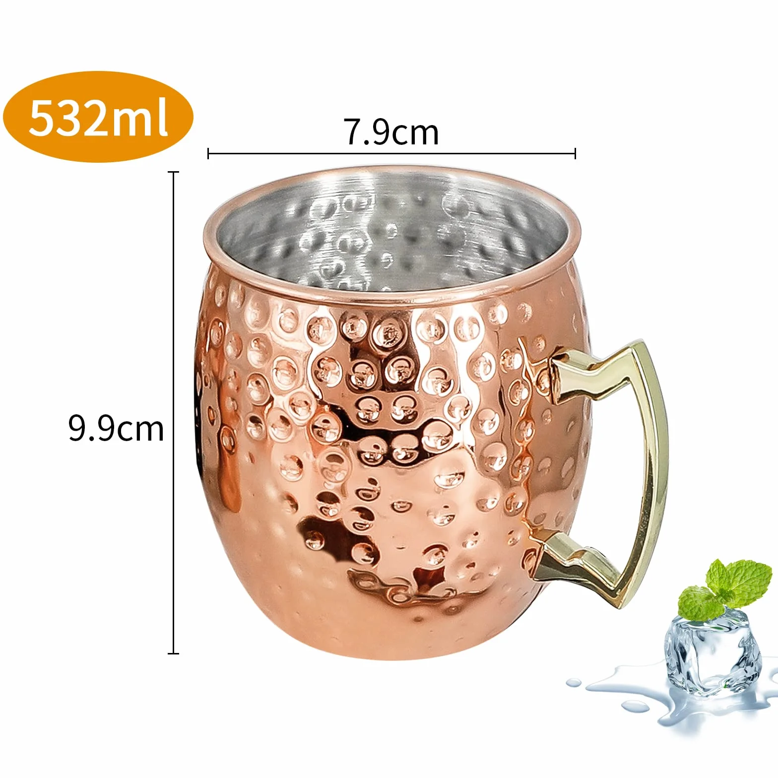 SuproBarware Set regalo Moscow Mule Tazze in rame 540 ml set di 6 acciaio inossidabile placcato rame fatte a mano con manico