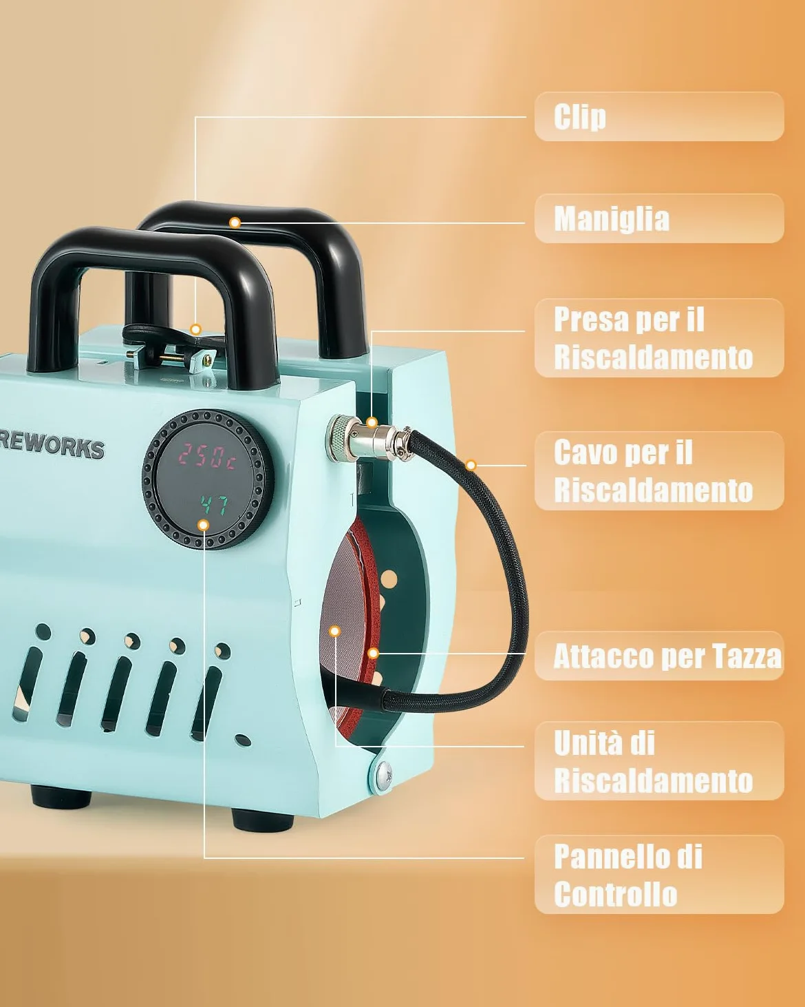 CREWORKS Pressa a Caldo per Tazze 265-440 ml Mini Pressa Tazze per Sublimazione Termopressa per Tazze Portatile con LCD Controllo della Manopola Tempo e Temperatura Regolabile per Bicchieri Tazze