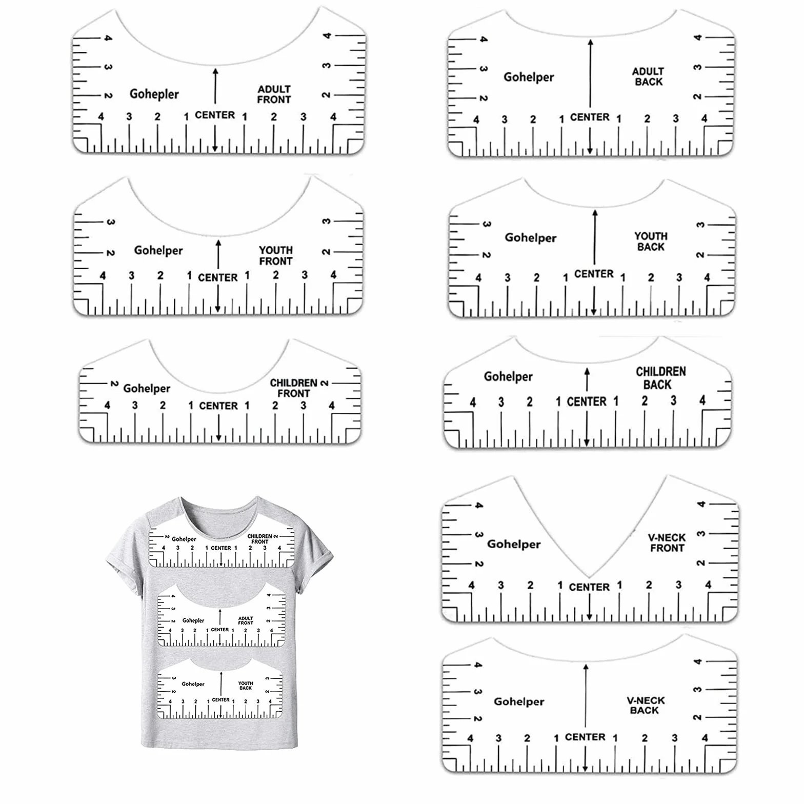 T-shirt Righello di Allineamento Guida per Posizionamento Misura
