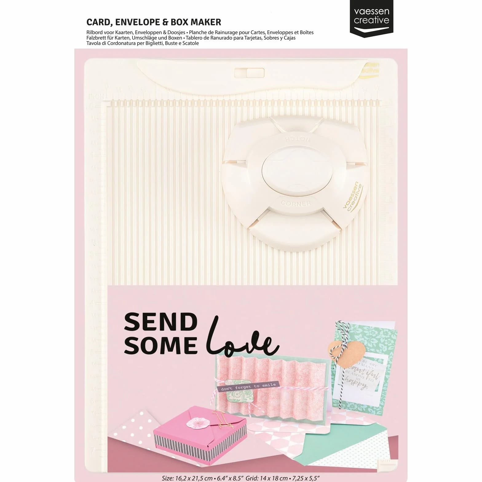 Vaessen Creative Kit per Realizzare Biglietti e Buste, con punzonatrice in plastica/Acciaio, Grigio