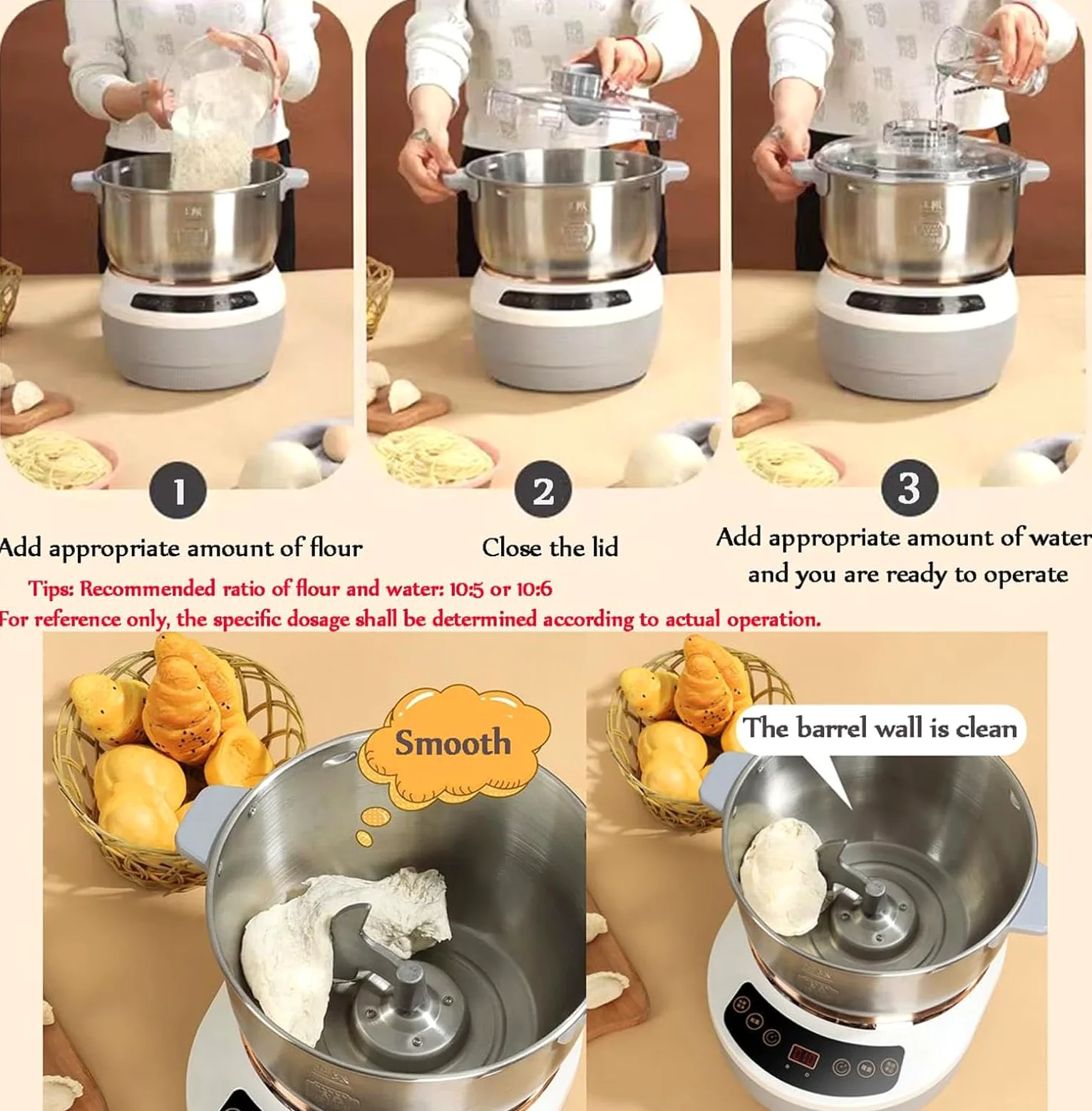 Macchina per impastare con funzione di fermentazione, macchina professionale in acciaio inossidabile con temporizzazione, macchina impastatrice dal design diviso per una facile pulizia
