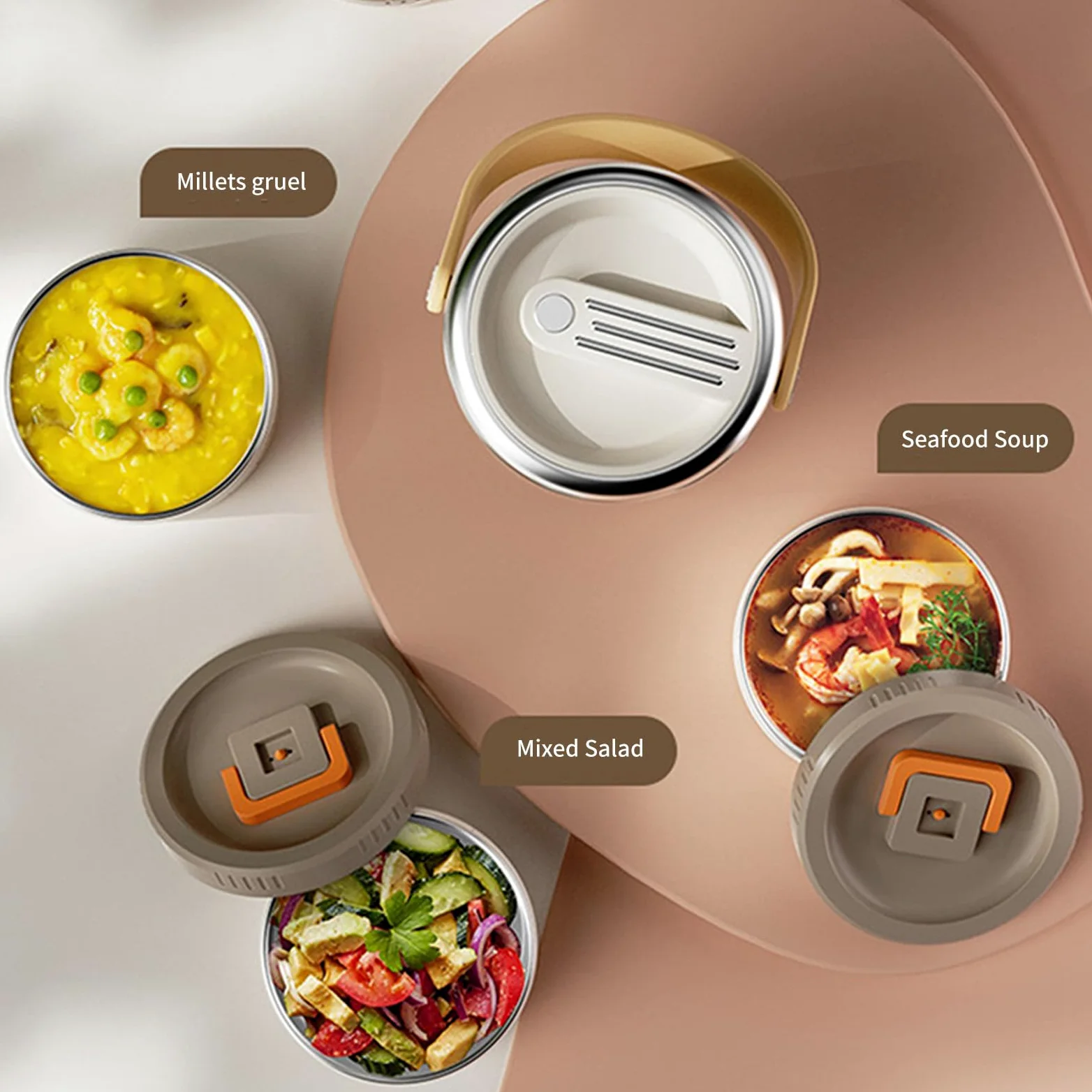 Scatola termica Bentos impilabile multistrato isolata per alimenti, in acciaio antiruggine, a prova di perdite, per uffici all'aperto, pasti, ufficio, contenitore per il pranzo con più