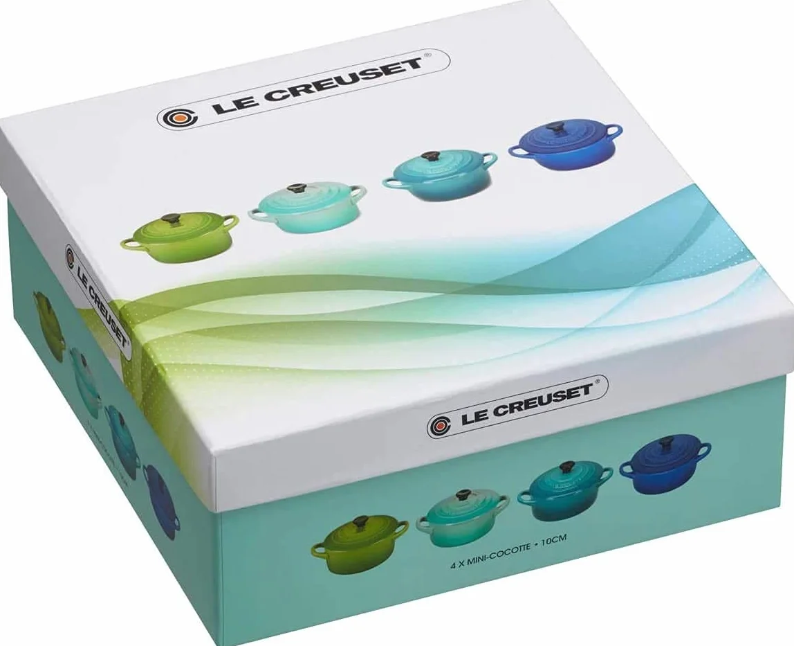 Le Creuset Stoneware Set of 4 petite Casseroles 10x5cm ocean