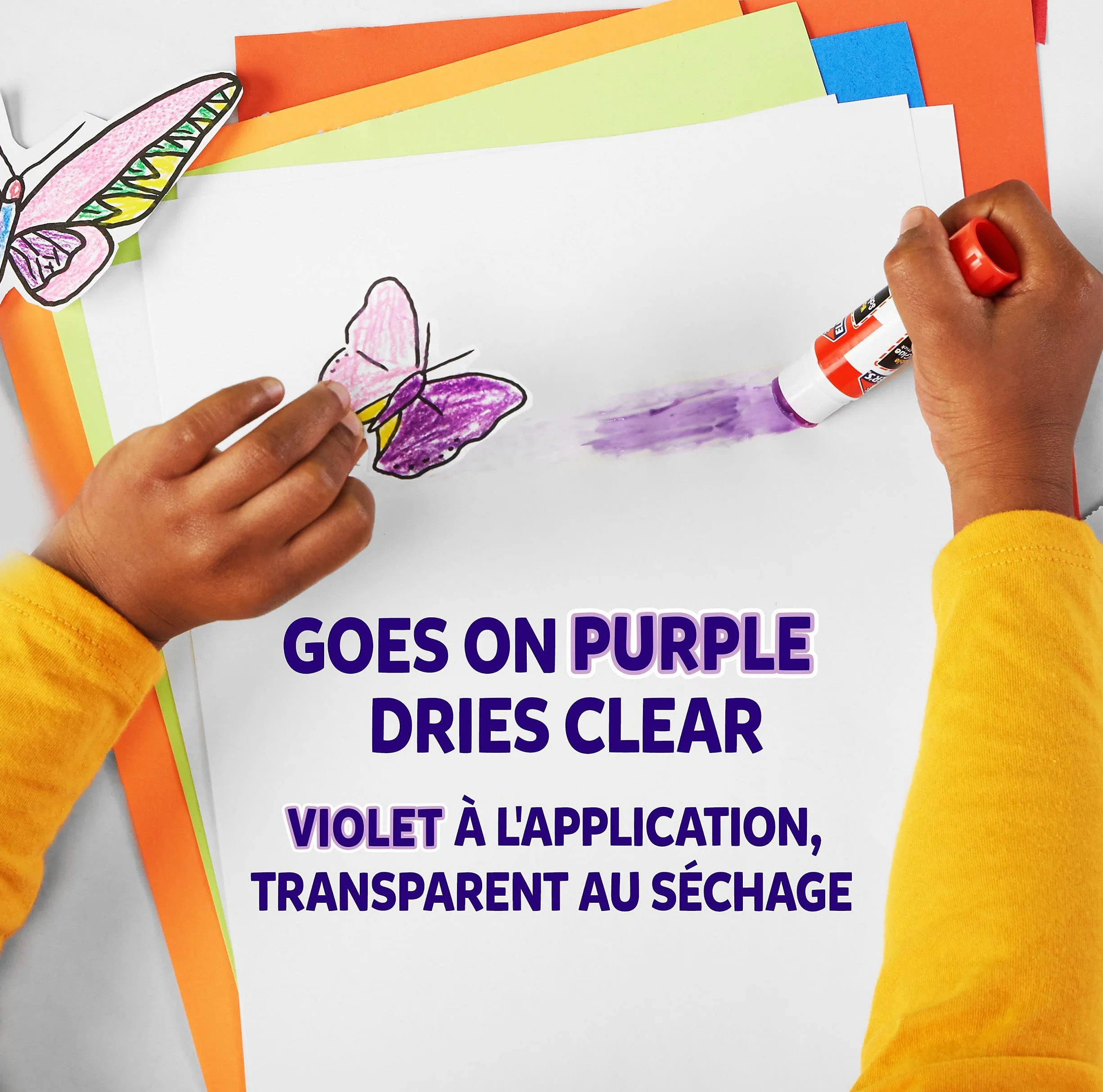Elmer’s - Stick di colla viola a scomparsa, diventa trasparente quando si asciuga, ideale per scuola e progetti artigianali, lavabile e sicura per i bambini, 6 g, 3 pezzi