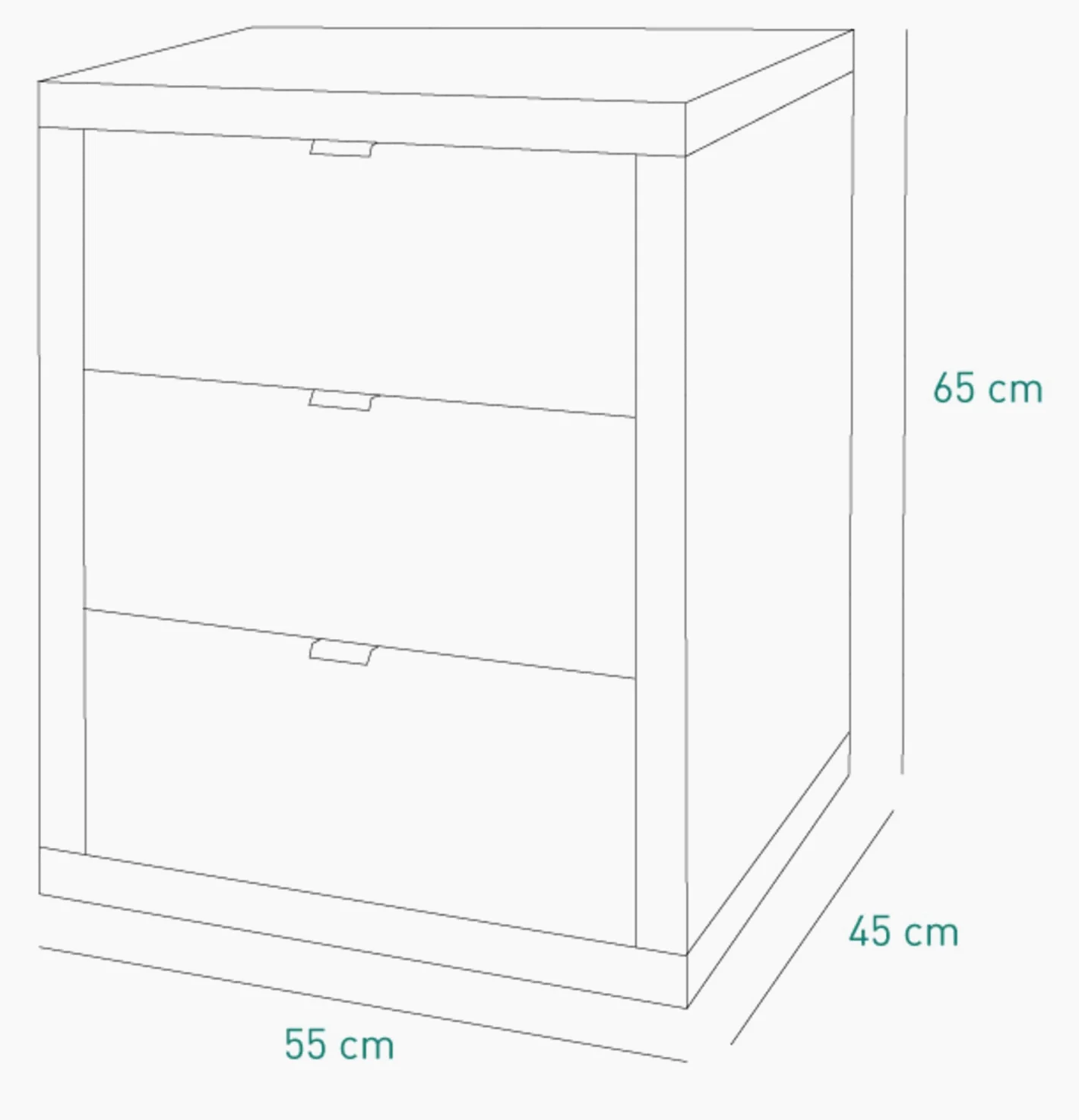 Composad | Cassettiera della Linea PRATICO con 3 cassetti, Cassettiera Scrivania per Ufficio, (LxAxP) 55x65,50x45,20 cm, Colore Cemento e Bianco Laccato, Made in Italy